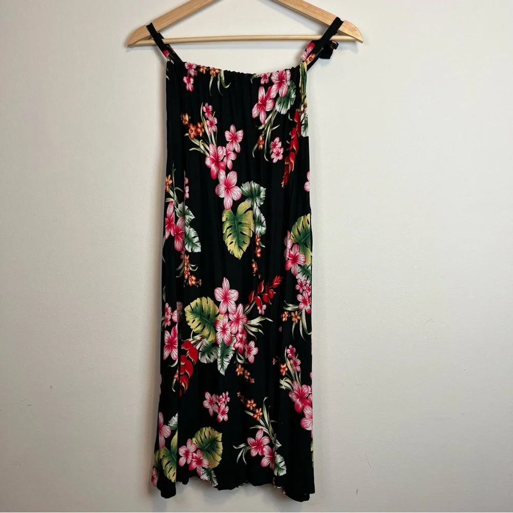 Black Pink Halter Top Floral Tunic Size 3XL Women